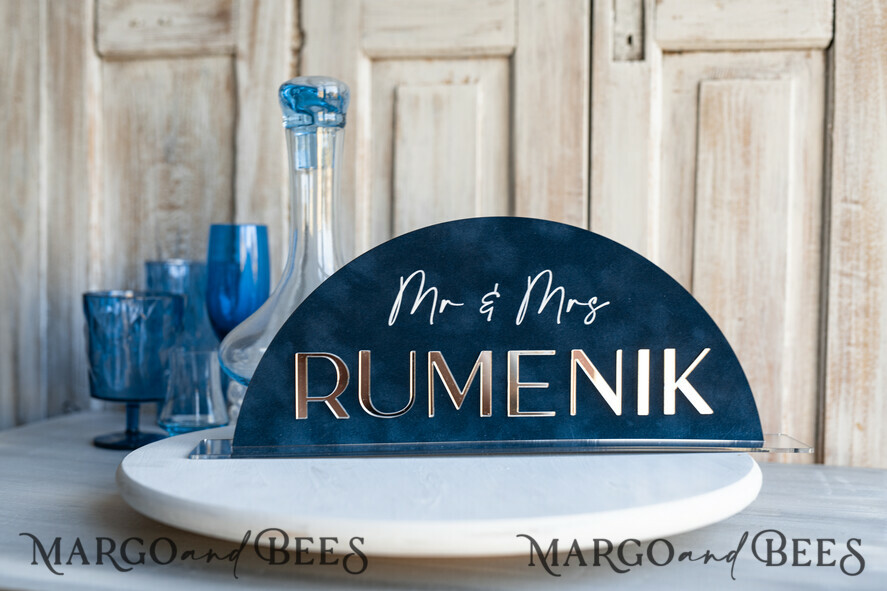 TABLE DECOR SIGNS Velvet table Numbers and Decor Silver Acrylic Top Table Mr and Mrs signs with stand, Dark Blue Velvet Silver Mirror Table Sign, Navy Blue Silver Plexi Top Table Mr and Mrs signs, Luxury Wedding Table Decor Centerpieces