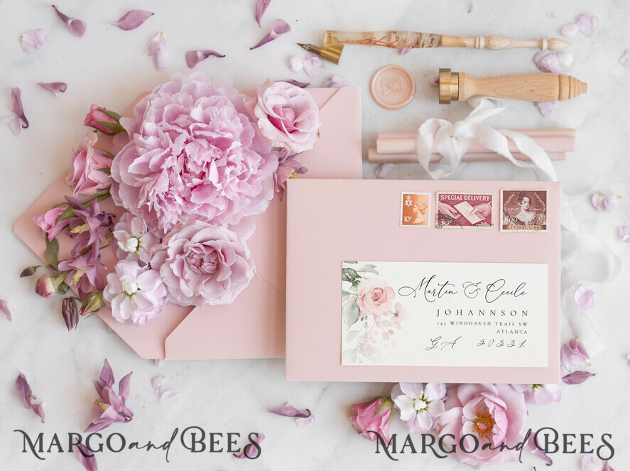 TEMPLETT wedding extras Floral envelope address template,Printable Envelope Address Template,Address label,Rose Wedding Editable Envelope