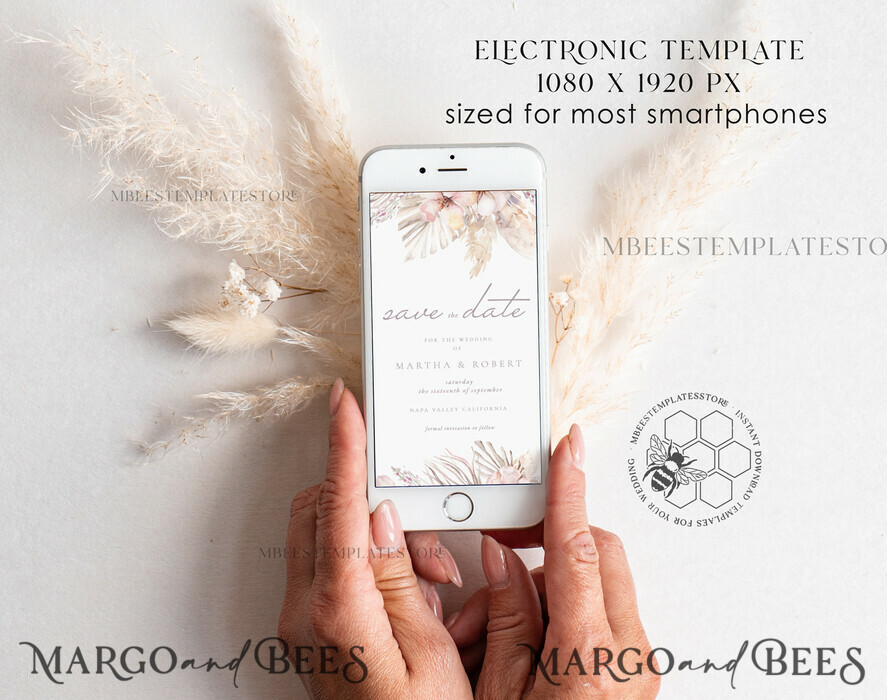 TEMPLETT digital invitation Electronic Save the Date template, SmartPhone Save the Date Editable Template, Picture Save the Date Evite Template, personalised Digital Save the Date. Smartphone Electronic Save the Date