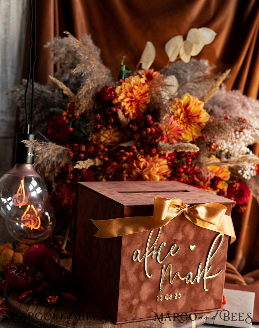 CARD BOXES velvet card boxes Terracotta Fall Card Box and Arch Acrylic Cards & Gifts Clear Sign, Velvet Rust Wedding Card Box with Lid, Burnt Orange Wedding Money Box, Copper Wedding Card Box cards and gift Arch acrylic sign set