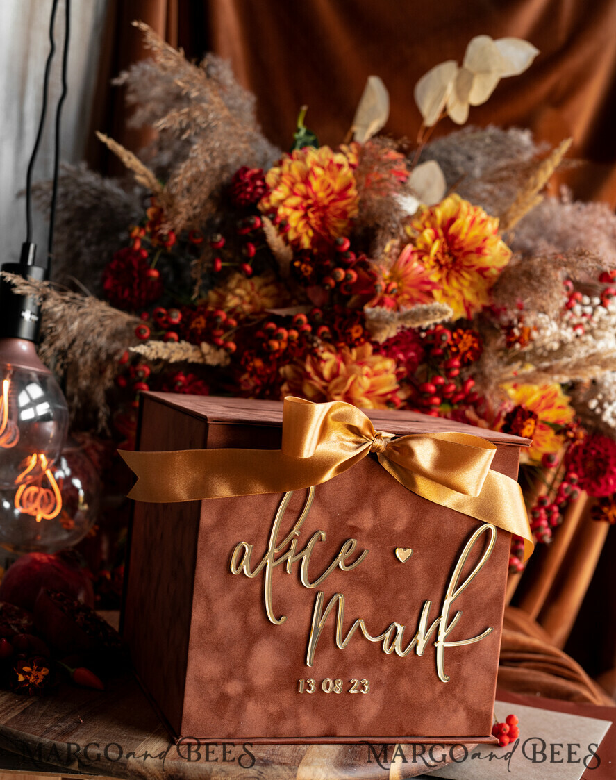 CARD BOXES velvet card boxes Terracotta Fall Card Box and Arch Acrylic Cards & Gifts Clear Sign, Velvet Rust Wedding Card Box with Lid, Burnt Orange Wedding Money Box, Copper Wedding Card Box cards and gift Arch acrylic sign set