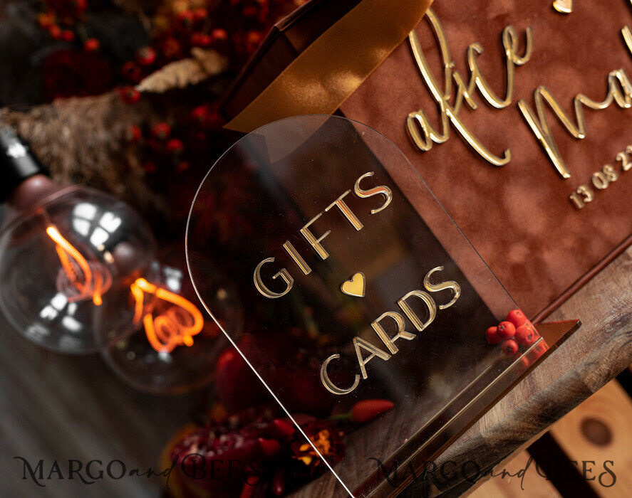 CARD BOXES velvet card boxes Terracotta Fall Card Box and Arch Acrylic Cards & Gifts Clear Sign, Velvet Rust Wedding Card Box with Lid, Burnt Orange Wedding Money Box, Copper Wedding Card Box cards and gift Arch acrylic sign set