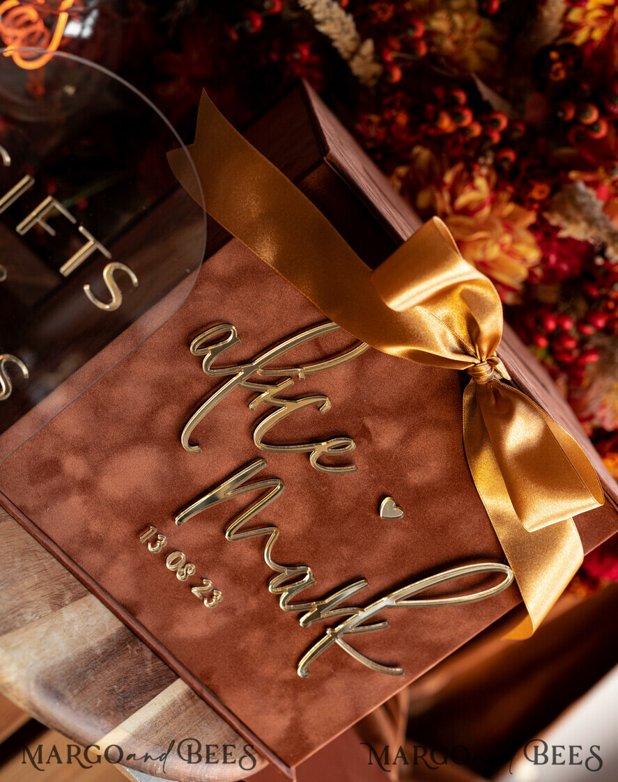 CARD BOXES velvet card boxes Terracotta Fall Card Box and Arch Acrylic Cards & Gifts Clear Sign, Velvet Rust Wedding Card Box with Lid, Burnt Orange Wedding Money Box, Copper Wedding Card Box cards and gift Arch acrylic sign set