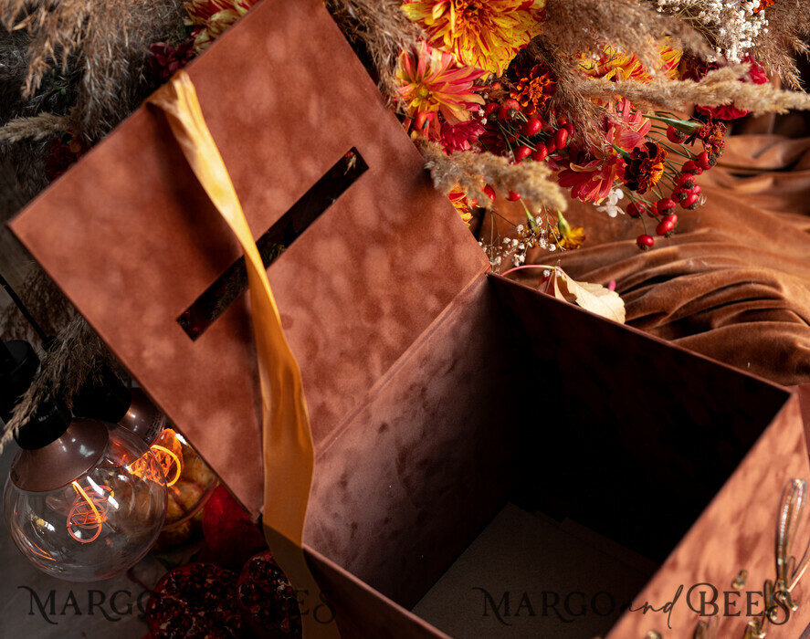 CARD BOXES velvet card boxes Terracotta Fall Card Box and Arch Acrylic Cards & Gifts Clear Sign, Velvet Rust Wedding Card Box with Lid, Burnt Orange Wedding Money Box, Copper Wedding Card Box cards and gift Arch acrylic sign set