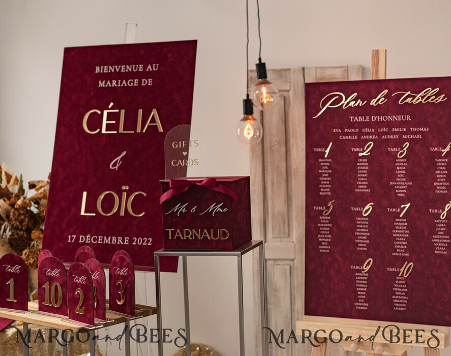 CARD BOXES velvet card boxes burgundy Card Box & arch acrylic sign , Maroon Wedding Card Box with Lid, Marsala Wedding Money Box, Wedding Card Box with slot cards & gift Arch acrylic sign set
