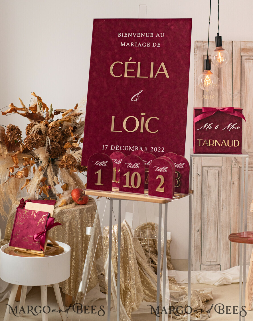 CARD BOXES velvet card boxes burgundy Card Box & arch acrylic sign , Maroon Wedding Card Box with Lid, Marsala Wedding Money Box, Wedding Card Box with slot cards & gift Arch acrylic sign set