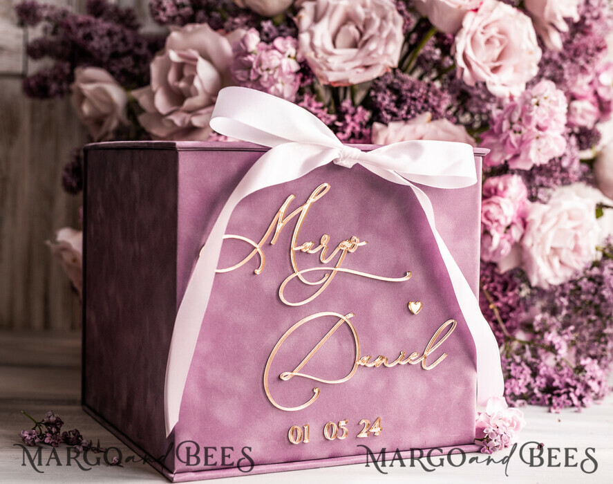 CARD BOXES velvet card boxes Mauve Velvet Gift Card Box & Cards Gifts Sign Set, Velvet Classic wedding wishing well money gift card box, Personalized Gold Box, MvS