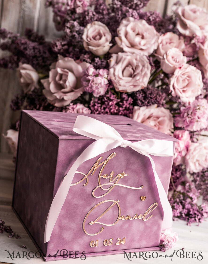 CARD BOXES velvet card boxes Mauve Velvet Gift Card Box & Cards Gifts Sign Set, Velvet Classic wedding wishing well money gift card box, Personalized Gold Box, MvS