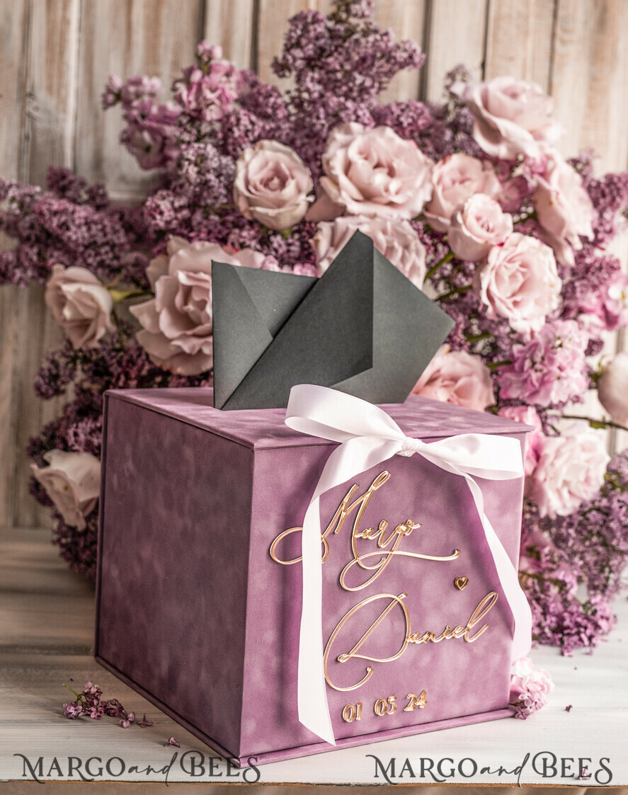 CARD BOXES velvet card boxes Mauve Velvet Gift Card Box & Cards Gifts Sign Set, Velvet Classic wedding wishing well money gift card box, Personalized Gold Box, MvS
