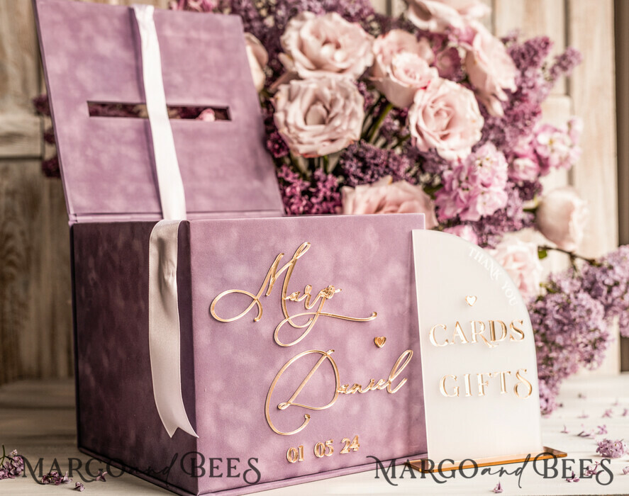 CARD BOXES velvet card boxes Mauve Velvet Gift Card Box & Cards Gifts Sign Set, Velvet Classic wedding wishing well money gift card box, Personalized Gold Box, MvS