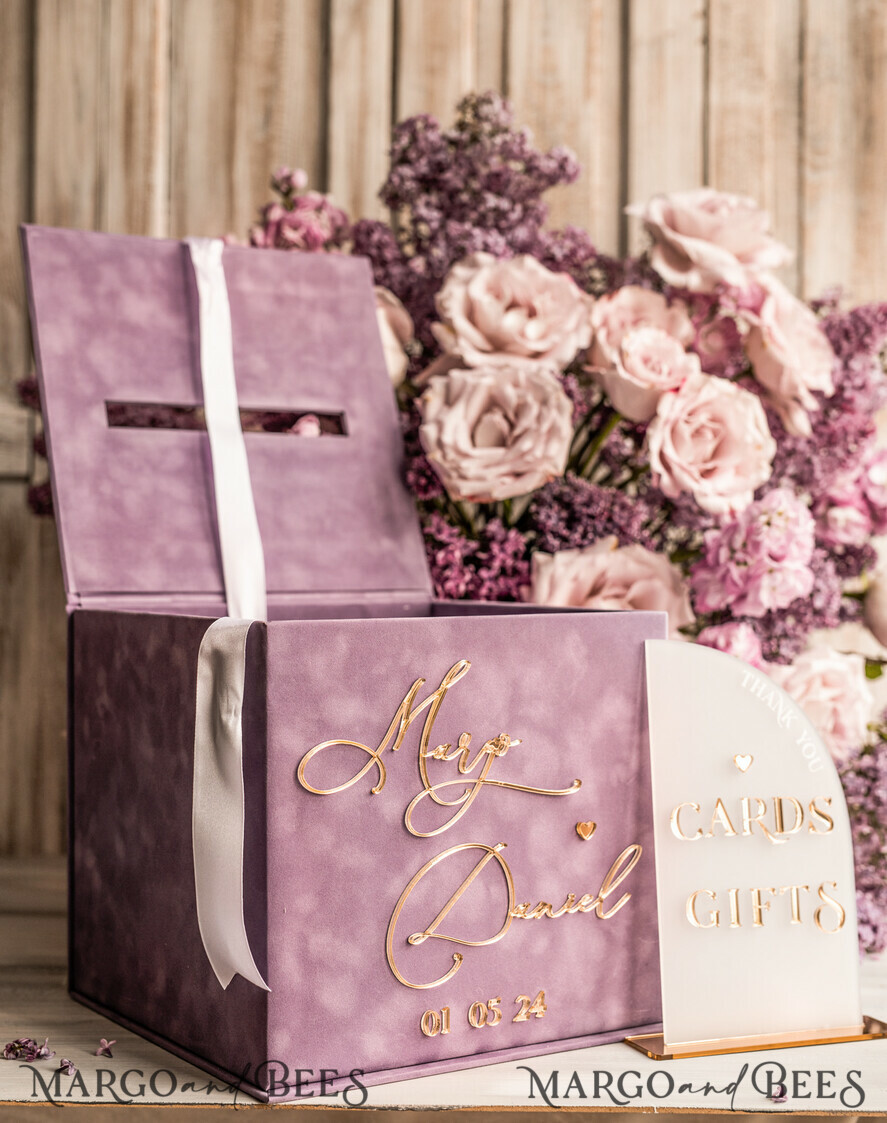 CARD BOXES velvet card boxes Mauve Velvet Gift Card Box & Cards Gifts Sign Set, Velvet Classic wedding wishing well money gift card box, Personalized Gold Box, MvS
