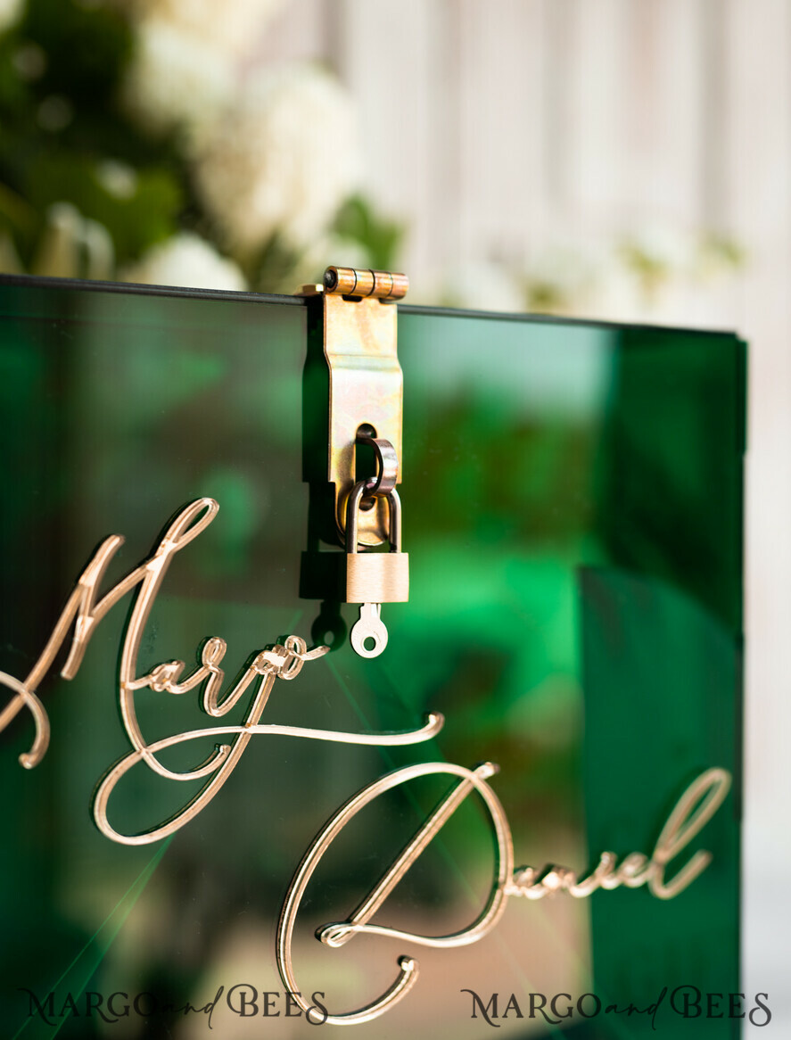 CARD BOXES velvet card boxes Green Acrylic Set Card Box Guestbook & Sign, Wedding Card Box with Lid Instant Instax Guestbook, Emerald Green Wedding Money Box Sign Guestbook Set, Card Box