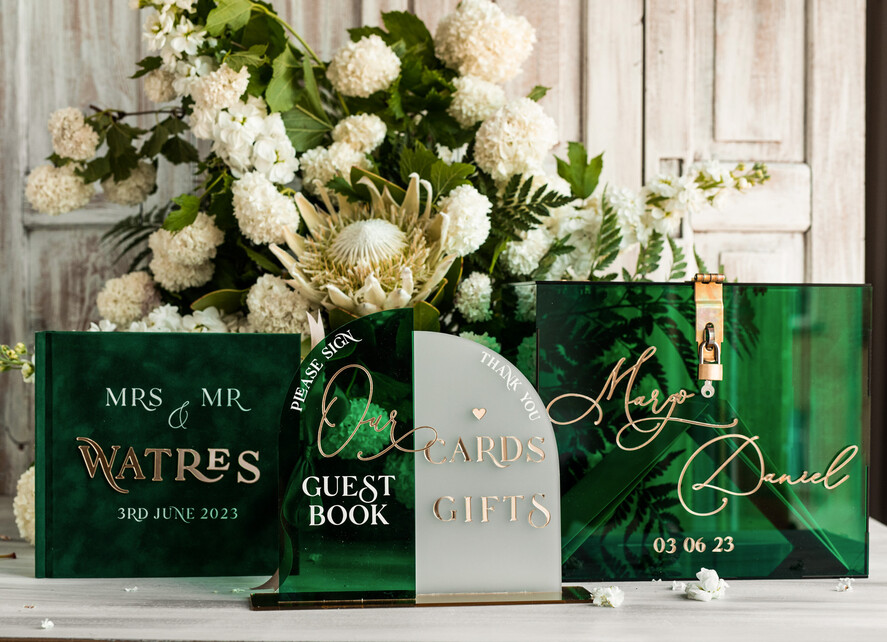 CARD BOXES velvet card boxes Green Acrylic Set Card Box Guestbook & Sign, Wedding Card Box with Lid Instant Instax Guestbook, Emerald Green Wedding Money Box Sign Guestbook Set, Card Box