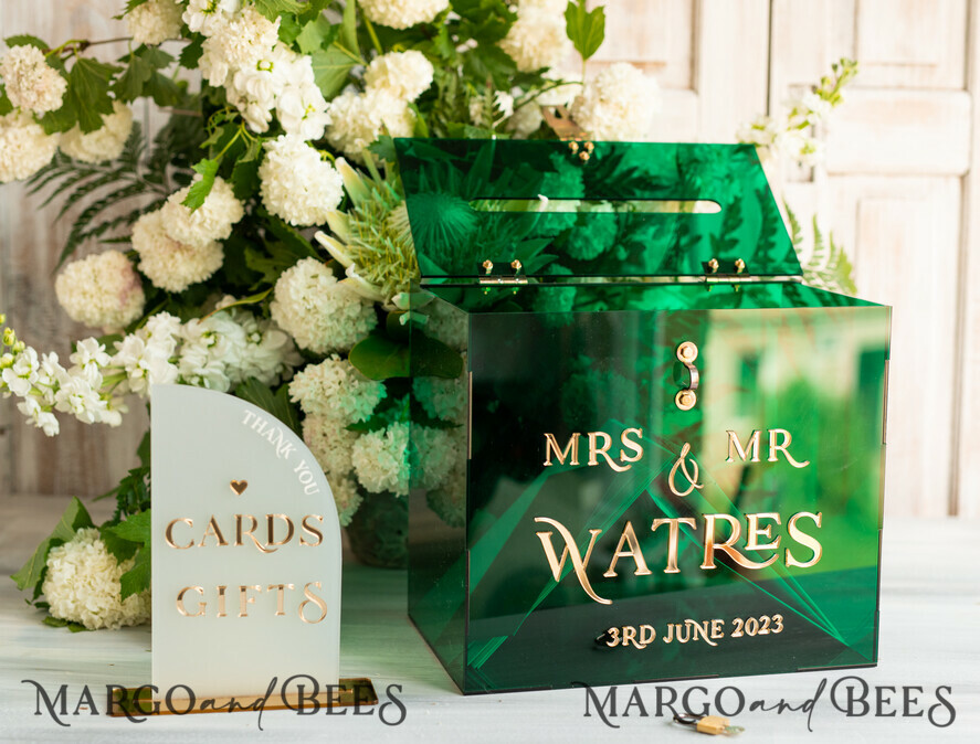 CARD BOXES velvet card boxes Green Acrylic Set Card Box Guestbook & Sign, Wedding Card Box with Lid Instant Instax Guestbook, Emerald Green Wedding Money Box Sign Guestbook Set, Card Box