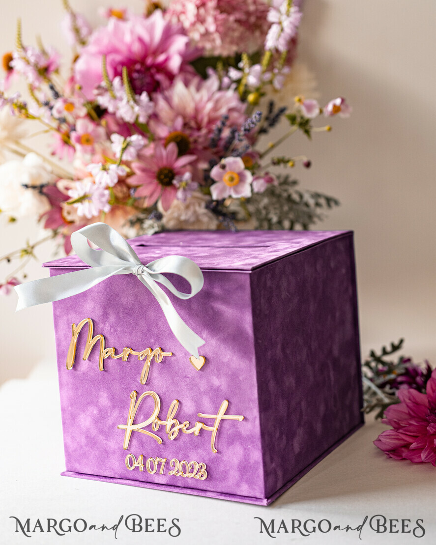 CARD BOXES velvet card boxes Gift Card Box, Velvet Purple wedding wishing well money gift card box, Personalized Wedding Card Box, Luxury Card Box, Wedding Card Box with Lid, Wedding Money Box, Wedding Card Box