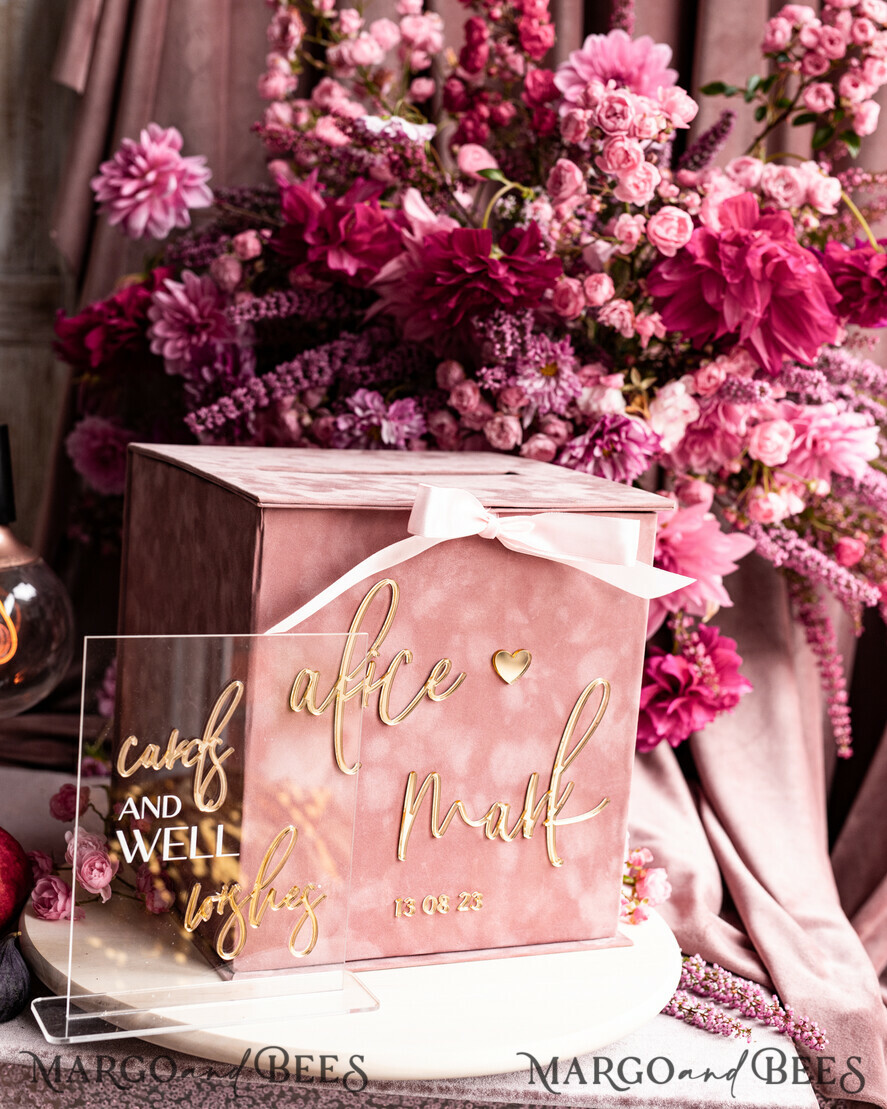 CARD BOXES velvet card boxes Gift Card Box & Cards well wishes Sign Set , Velvet Blush wedding wishing well money gift card box, Personalized Wedding Card Box, Luxury Card Box, Wedding Card Box with Lid, Wedding Money Box, Wedding Card Box