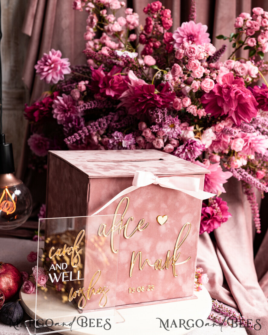 CARD BOXES velvet card boxes Gift Card Box & Cards well wishes Sign Set , Velvet Blush wedding wishing well money gift card box, Personalized Wedding Card Box, Luxury Card Box, Wedding Card Box with Lid, Wedding Money Box, Wedding Card Box