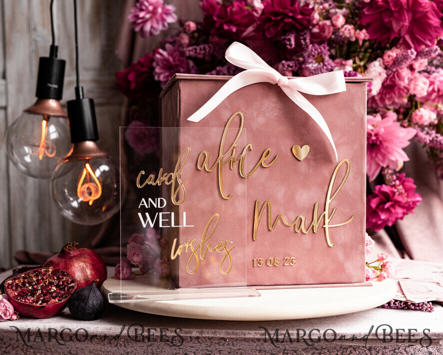 CARD BOXES velvet card boxes Gift Card Box & Cards well wishes Sign Set , Velvet Blush wedding wishing well money gift card box, Personalized Wedding Card Box, Luxury Card Box, Wedding Card Box with Lid, Wedding Money Box, Wedding Card Box