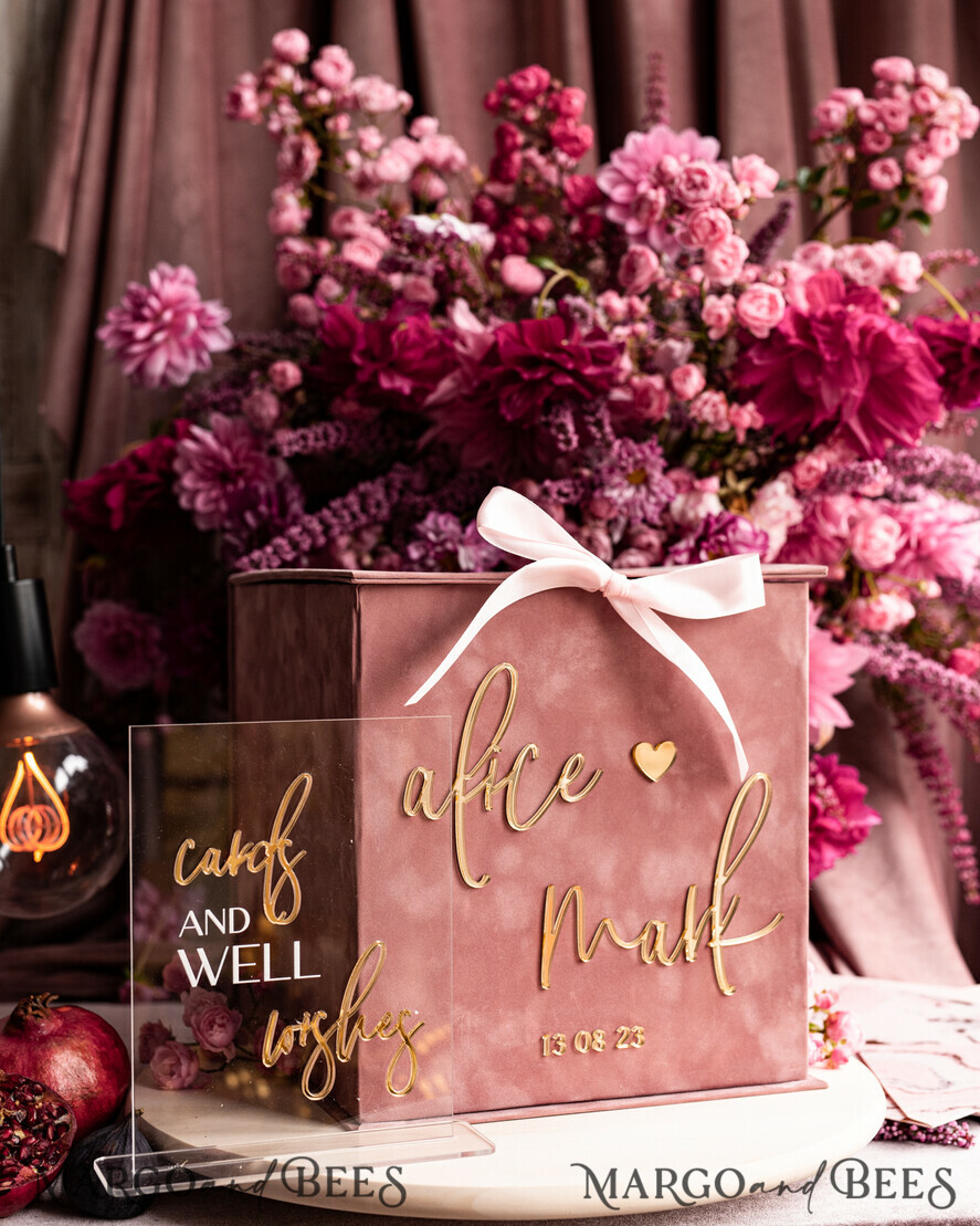 CARD BOXES velvet card boxes Gift Card Box & Cards well wishes Sign Set , Velvet Blush wedding wishing well money gift card box, Personalized Wedding Card Box, Luxury Card Box, Wedding Card Box with Lid, Wedding Money Box, Wedding Card Box