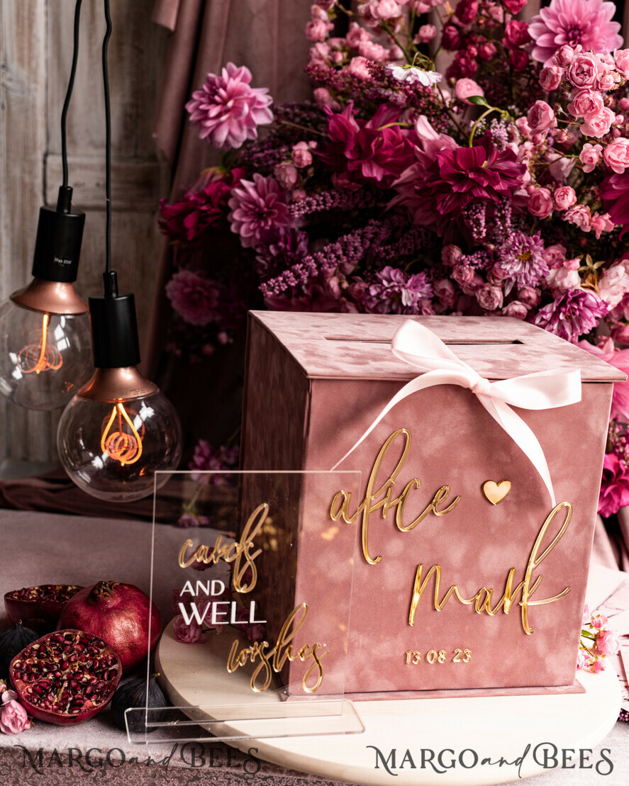 CARD BOXES velvet card boxes Gift Card Box & Cards well wishes Sign Set , Velvet Blush wedding wishing well money gift card box, Personalized Wedding Card Box, Luxury Card Box, Wedding Card Box with Lid, Wedding Money Box, Wedding Card Box