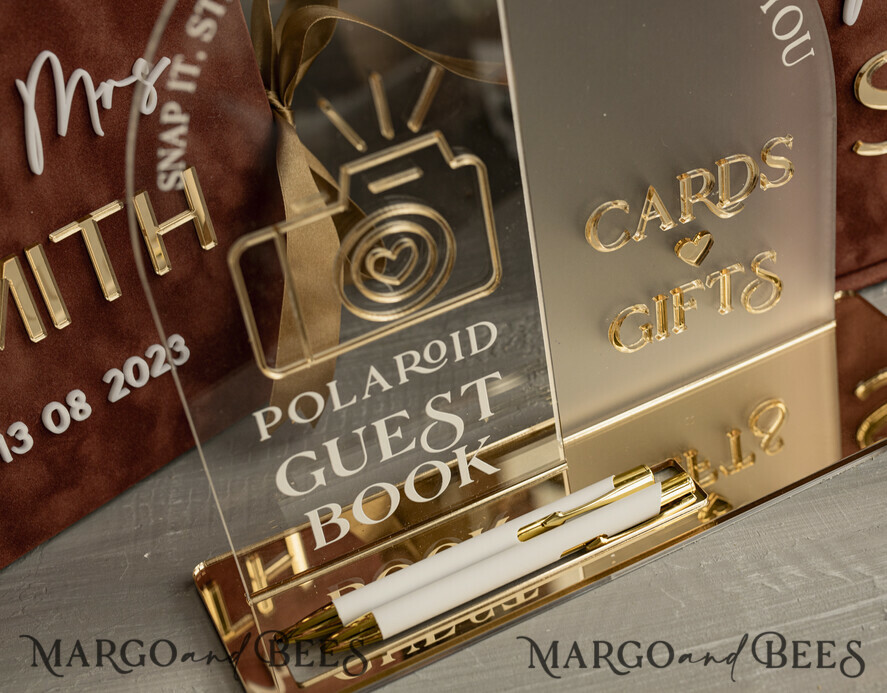 CARD BOXES velvet card boxes terracotta gold Velvet Set Card Box with lock & Polaroid Guestbook & Cards gifts Sign instax instruction sign combo and pens set, fall Wedding Card Box with Lid Instant Instax Guestbook Wedding Money Box Sing Guestbook Set