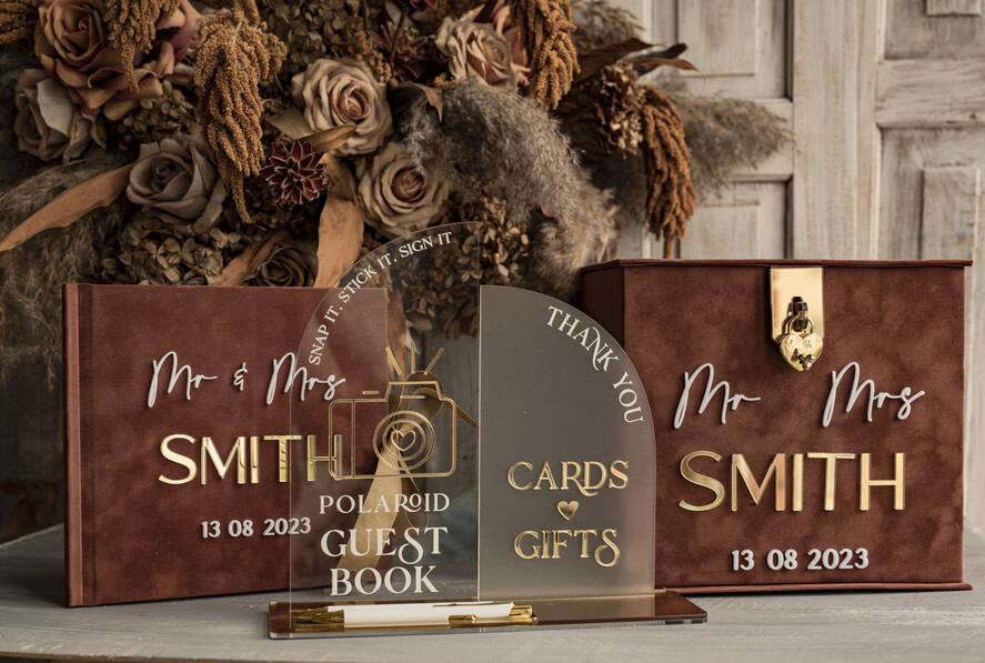 CARD BOXES velvet card boxes terracotta gold Velvet Set Card Box with lock & Polaroid Guestbook & Cards gifts Sign instax instruction sign combo and pens set, fall Wedding Card Box with Lid Instant Instax Guestbook Wedding Money Box Sing Guestbook Set