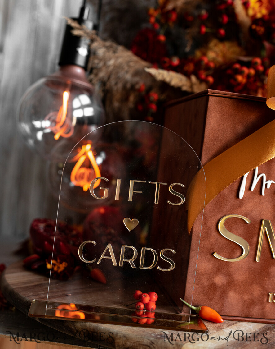 CARD BOXES velvet card boxes Terracotta Fall Card Box and Arch Acrylic Cards & Gifts Clear Sign, Velvet Rust Wedding Card Box with Lid, Burnt Orange Wedding Money Box, Copper Wedding Card Box cards and gift Arch acrylic sign set