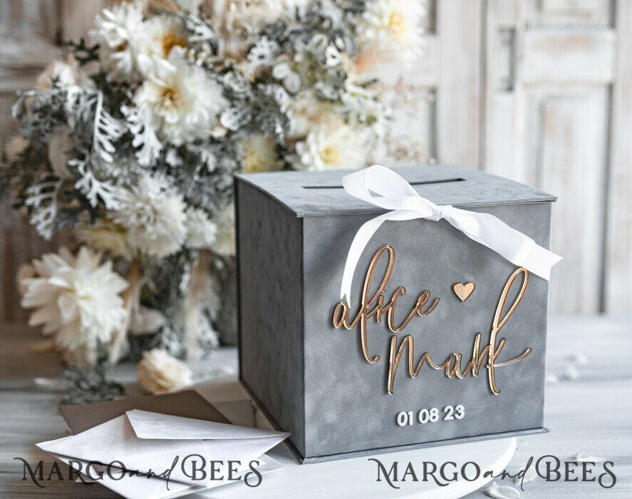 CARD BOXES velvet card boxes Gift Card Box & Sign Set, Velvet grey wedding wishing well money gift card box, Personalized Wedding Card Box, Grey Luxury Card Box, Wedding Card Box with Lid, Grey Wedding Money Box, Wedding Card Box