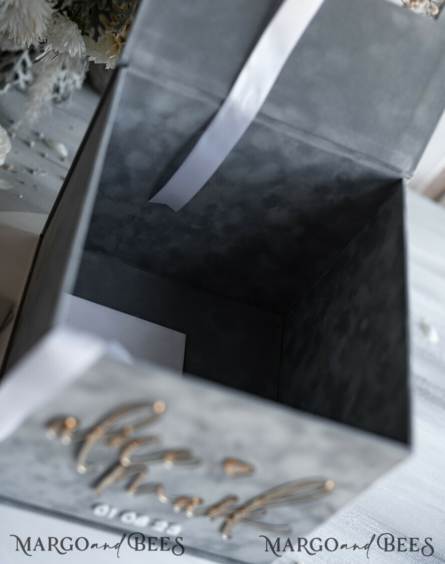 CARD BOXES velvet card boxes Gift Card Box & Sign Set, Velvet grey wedding wishing well money gift card box, Personalized Wedding Card Box, Grey Luxury Card Box, Wedding Card Box with Lid, Grey Wedding Money Box, Wedding Card Box