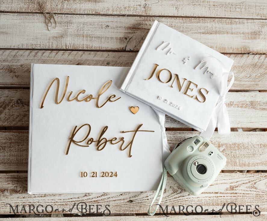 CARD BOXES velvet card boxes White gold Velvet Set Card Box with lock & Polaroid Guestbook & Cards gifts Sign and instax instruction sign combo and pens set, Wedding Card Box with Lid Instant Instax Guestbook Wedding Money Box Sing Guestbook Set
