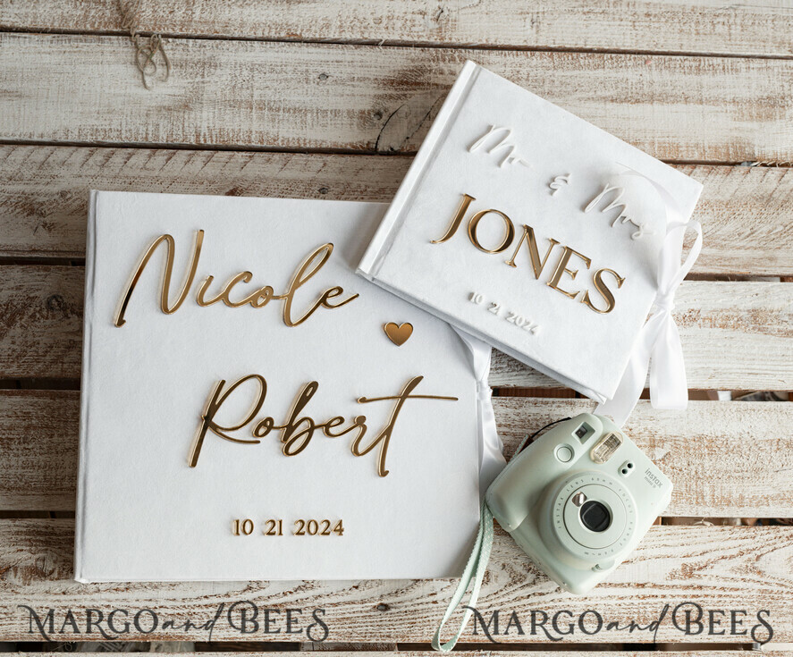 CARD BOXES velvet card boxes White gold Velvet Set Card Box with lock & Polaroid Guestbook & Cards gifts Sign and instax instruction sign combo and pens set, Wedding Card Box with Lid Instant Instax Guestbook Wedding Money Box Sing Guestbook Set