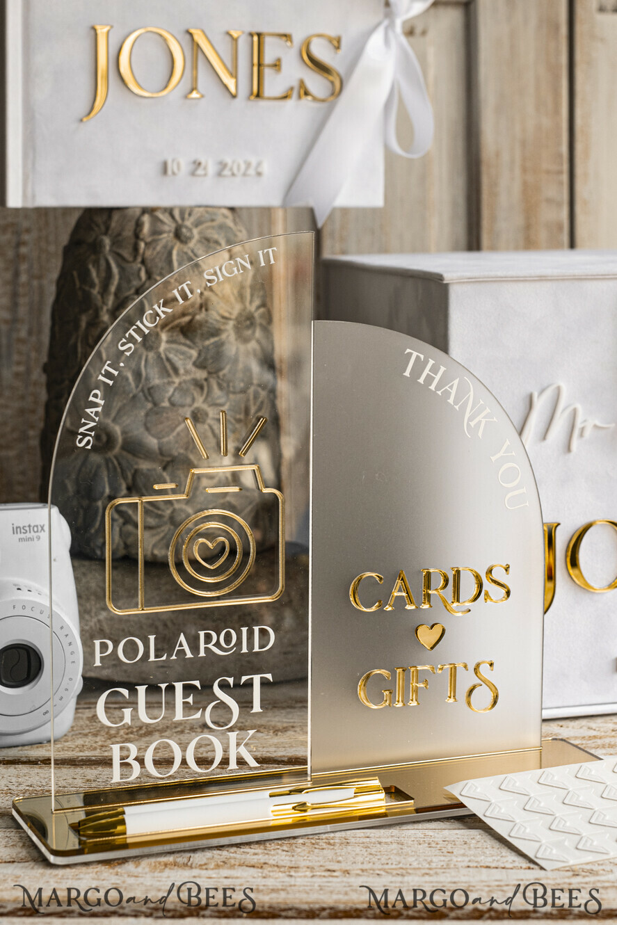 CARD BOXES velvet card boxes White gold Velvet Set Card Box with lock & Polaroid Guestbook & Cards gifts Sign and instax instruction sign combo and pens set, Wedding Card Box with Lid Instant Instax Guestbook Wedding Money Box Sing Guestbook Set
