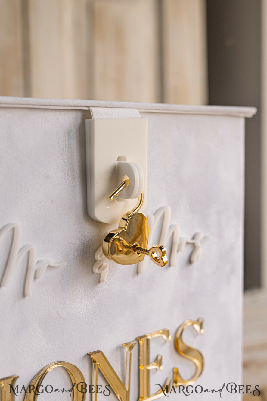 CARD BOXES velvet card boxes White gold Velvet Set Card Box with lock & Polaroid Guestbook & Cards gifts Sign and instax instruction sign combo and pens set, Wedding Card Box with Lid Instant Instax Guestbook Wedding Money Box Sing Guestbook Set