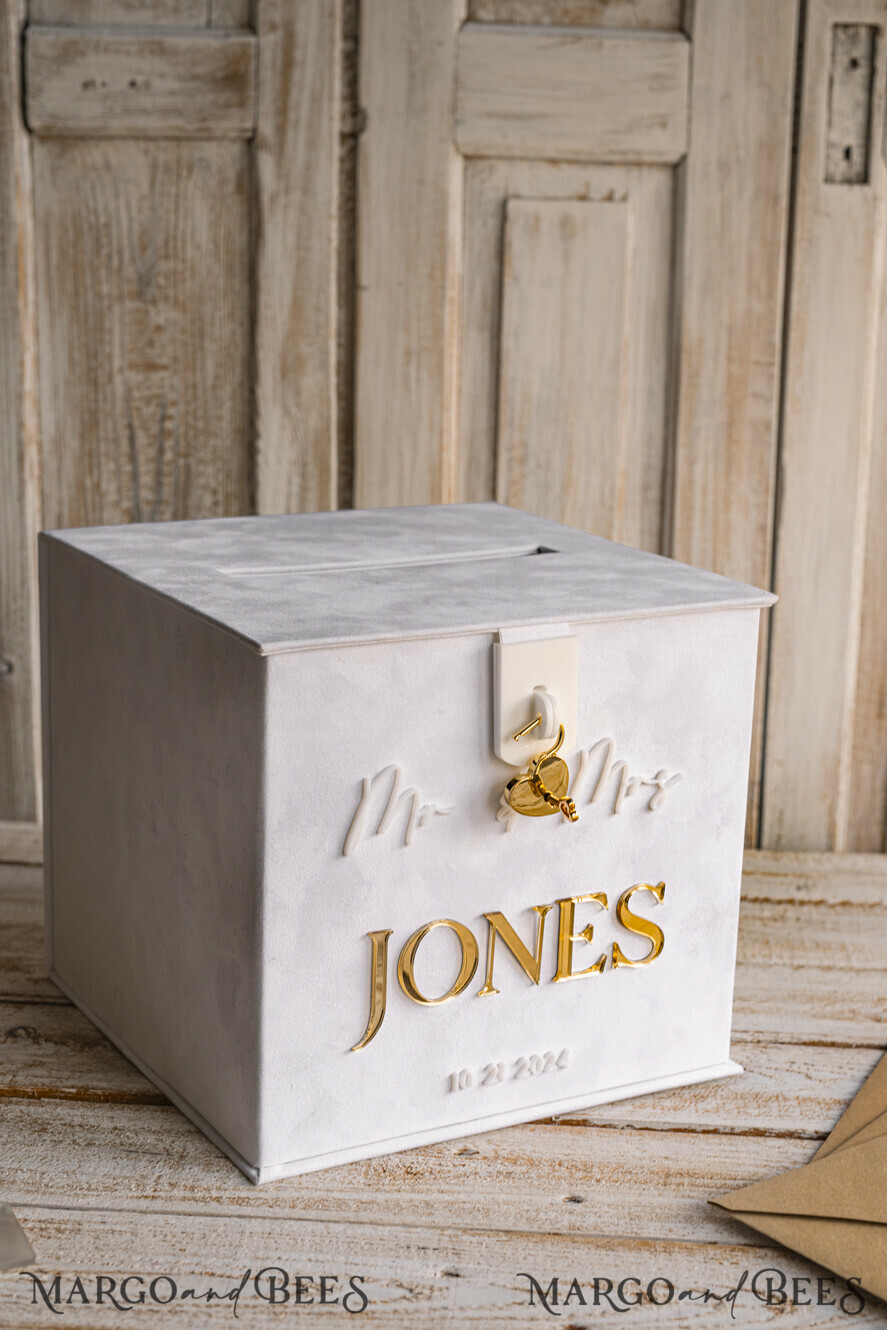 CARD BOXES velvet card boxes White gold Velvet Set Card Box with lock & Polaroid Guestbook & Cards gifts Sign and instax instruction sign combo and pens set, Wedding Card Box with Lid Instant Instax Guestbook Wedding Money Box Sing Guestbook Set