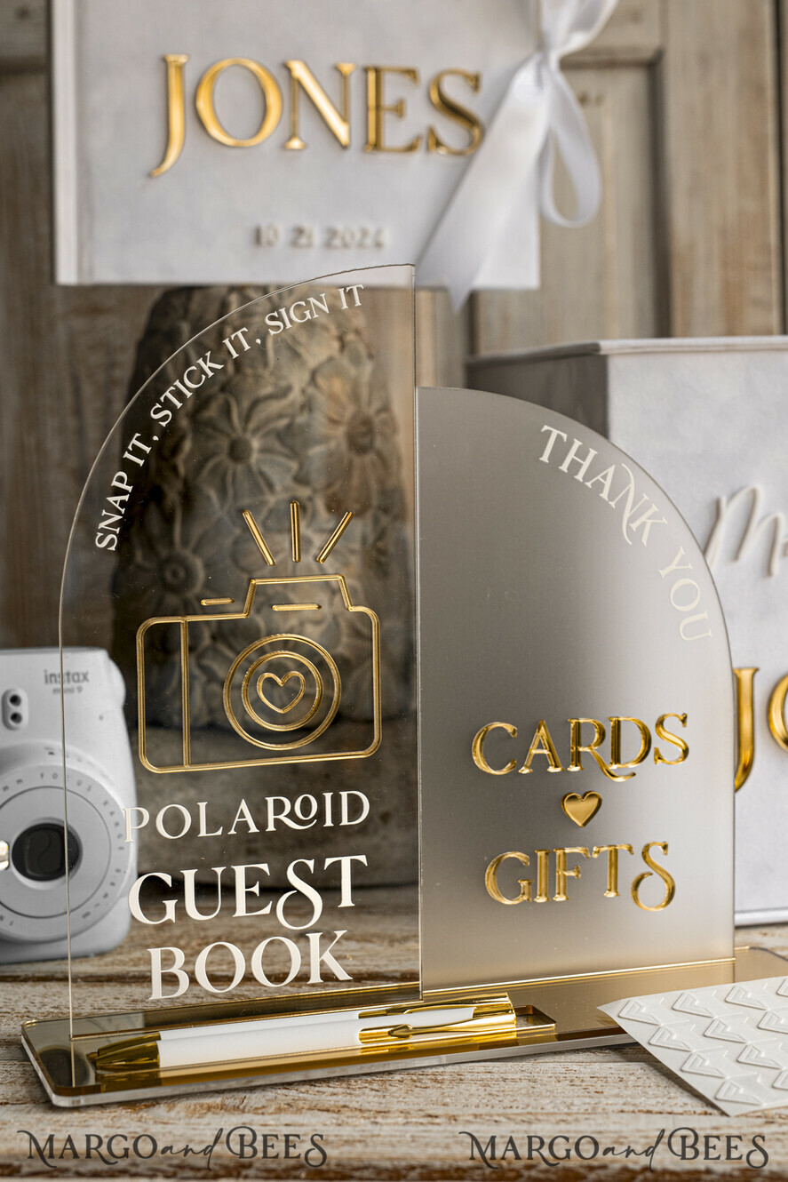 CARD BOXES velvet card boxes White gold Velvet Set Card Box with lock & Polaroid Guestbook & Cards gifts Sign and instax instruction sign combo and pens set, Wedding Card Box with Lid Instant Instax Guestbook Wedding Money Box Sing Guestbook Set