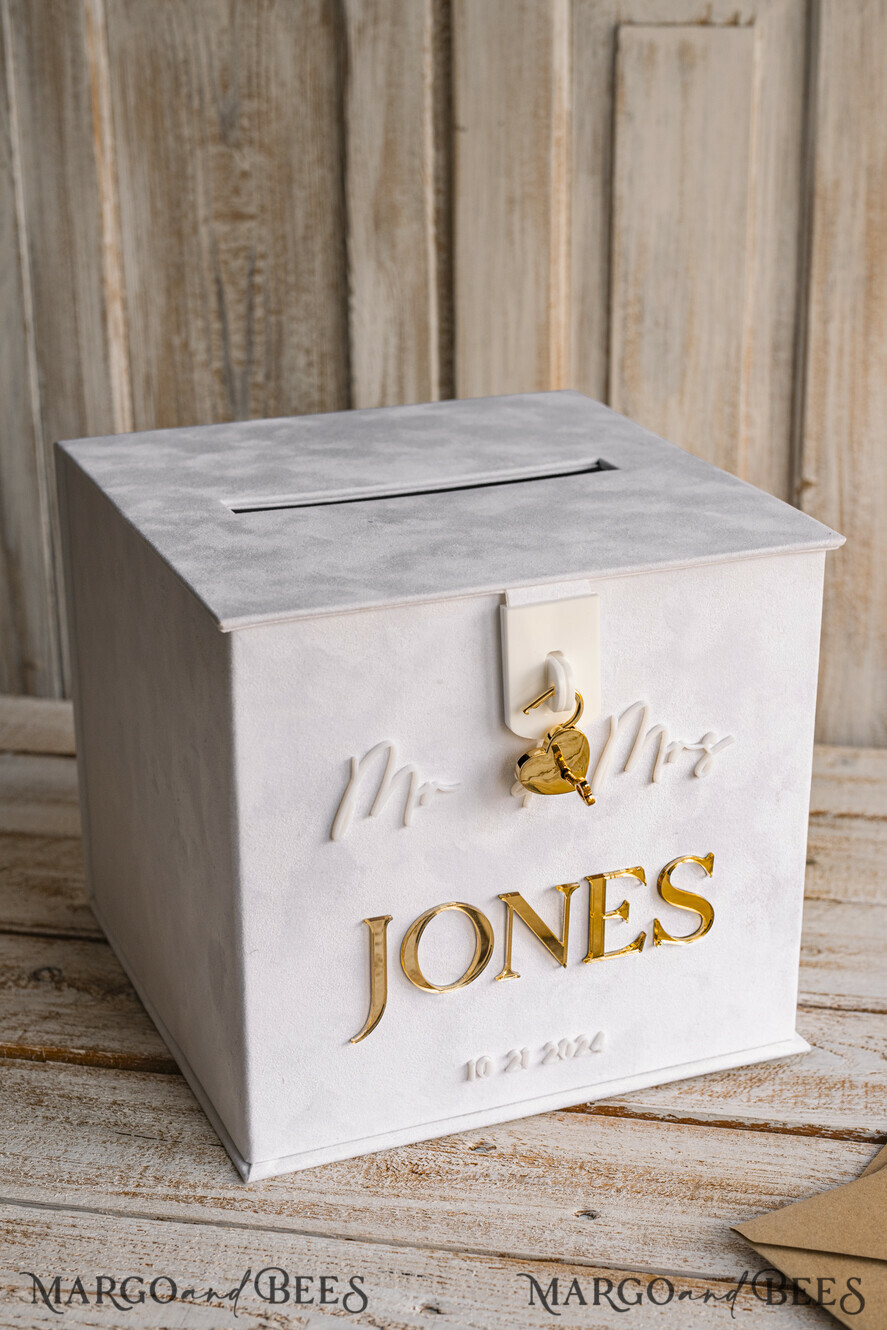 CARD BOXES velvet card boxes White gold Velvet Set Card Box with lock & Polaroid Guestbook & Cards gifts Sign and instax instruction sign combo and pens set, Wedding Card Box with Lid Instant Instax Guestbook Wedding Money Box Sing Guestbook Set
