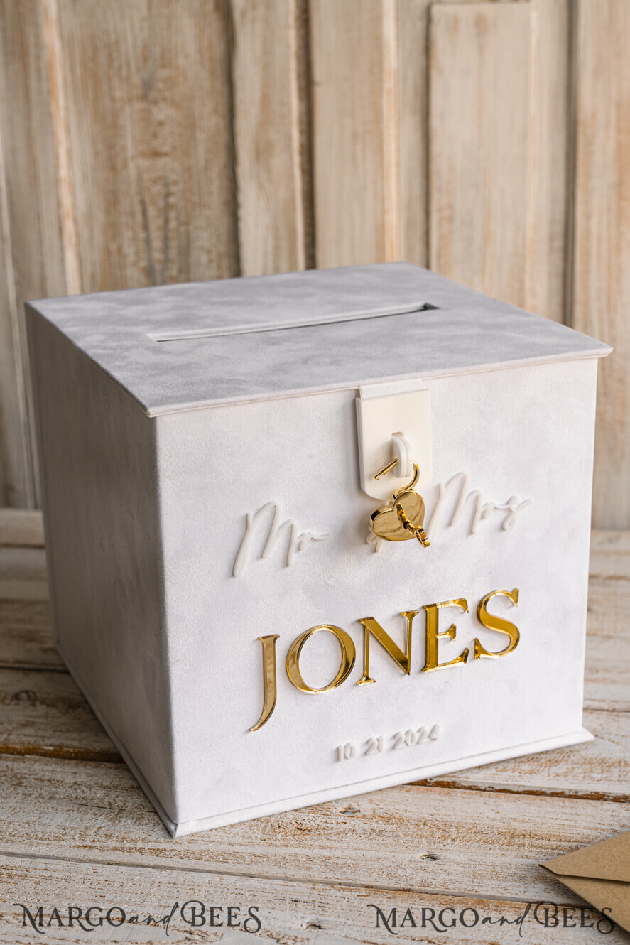 CARD BOXES velvet card boxes White gold Velvet Set Card Box with lock & Polaroid Guestbook & Cards gifts Sign and instax instruction sign combo and pens set, Wedding Card Box with Lid Instant Instax Guestbook Wedding Money Box Sing Guestbook Set