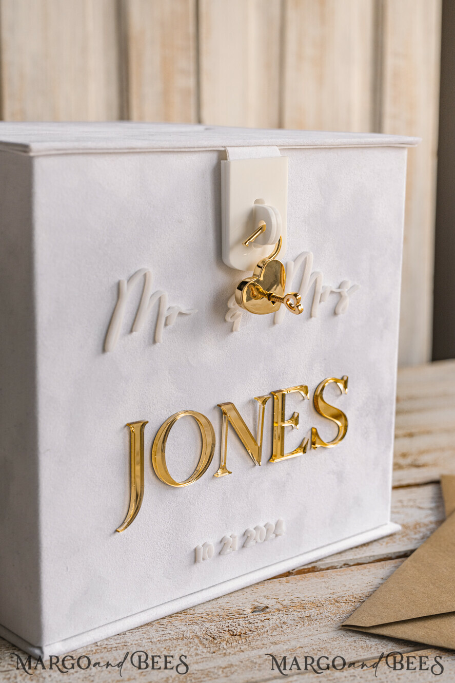 CARD BOXES velvet card boxes White gold Velvet Set Card Box with lock & Polaroid Guestbook & Cards gifts Sign and instax instruction sign combo and pens set, Wedding Card Box with Lid Instant Instax Guestbook Wedding Money Box Sing Guestbook Set
