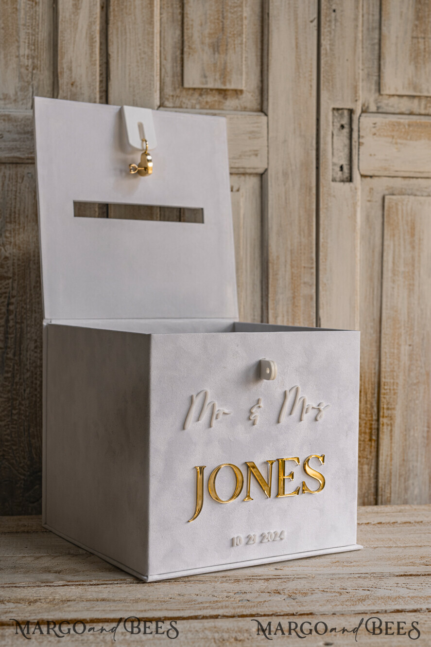 CARD BOXES velvet card boxes White gold Velvet Set Card Box with lock & Polaroid Guestbook & Cards gifts Sign and instax instruction sign combo and pens set, Wedding Card Box with Lid Instant Instax Guestbook Wedding Money Box Sing Guestbook Set