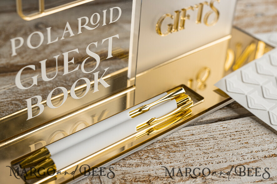 CARD BOXES velvet card boxes White gold Velvet Set Card Box with lock & Polaroid Guestbook & Cards gifts Sign and instax instruction sign combo and pens set, Wedding Card Box with Lid Instant Instax Guestbook Wedding Money Box Sing Guestbook Set