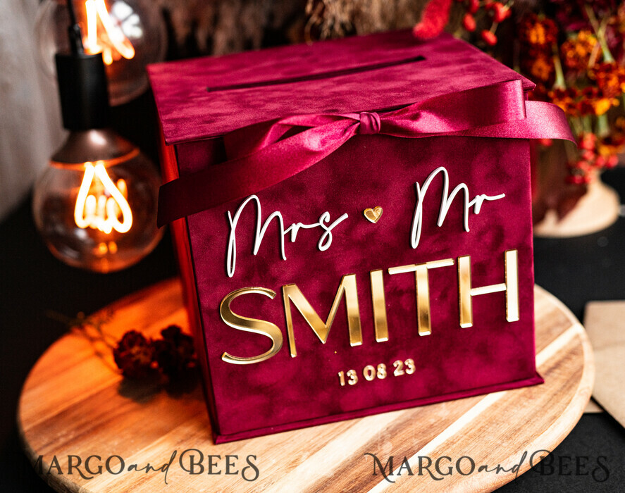 CARD BOXES velvet card boxes burgundy Card Box & arch acrylic sign , Maroon Wedding Card Box with Lid, Marsala Wedding Money Box, Wedding Card Box with slot cards & gift Arch acrylic sign set