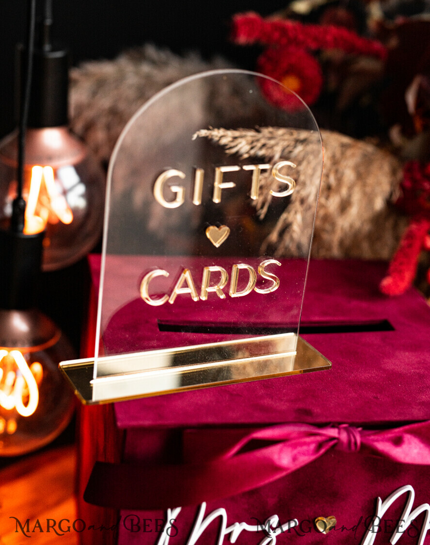 CARD BOXES velvet card boxes burgundy Card Box & arch acrylic sign , Maroon Wedding Card Box with Lid, Marsala Wedding Money Box, Wedding Card Box with slot cards & gift Arch acrylic sign set