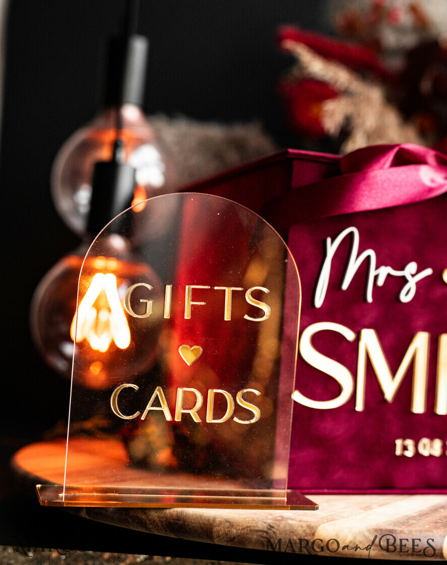 CARD BOXES velvet card boxes burgundy Card Box & arch acrylic sign , Maroon Wedding Card Box with Lid, Marsala Wedding Money Box, Wedding Card Box with slot cards & gift Arch acrylic sign set