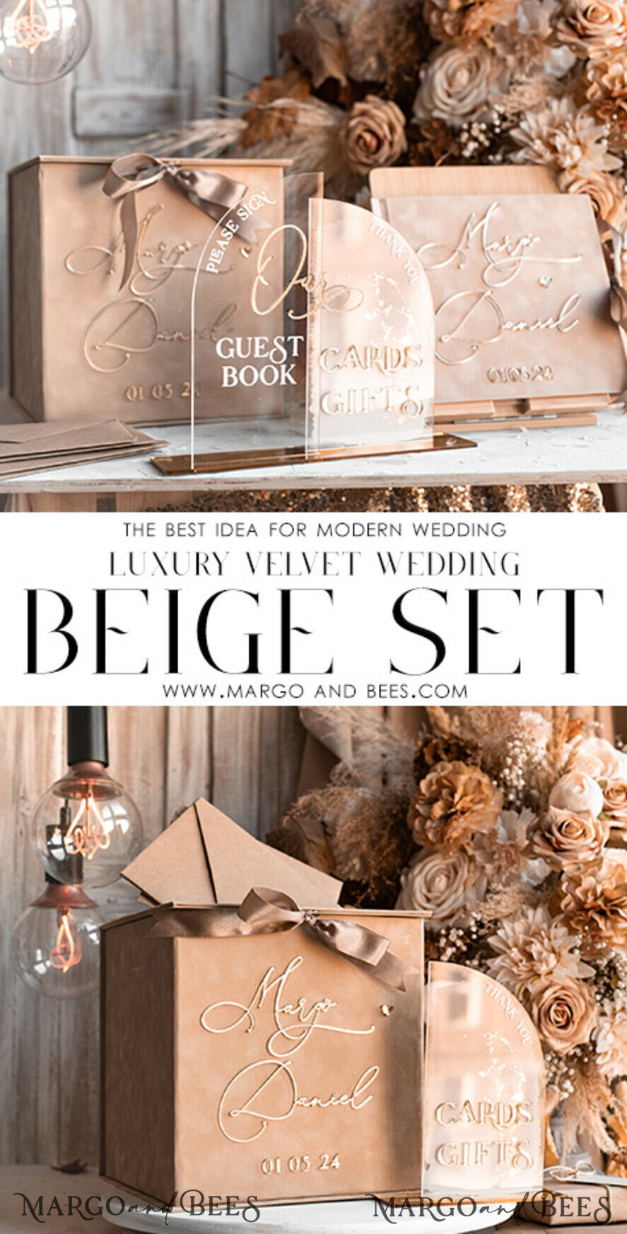 CARD BOXES velvet card boxes Velvet Taupe Card Box & Plexi sign set, Wedding Card Box with Lid, Beige Gold Wedding Money Box, Nude Wedding Card Box with slot, cards and gift Arch acrylic sign set