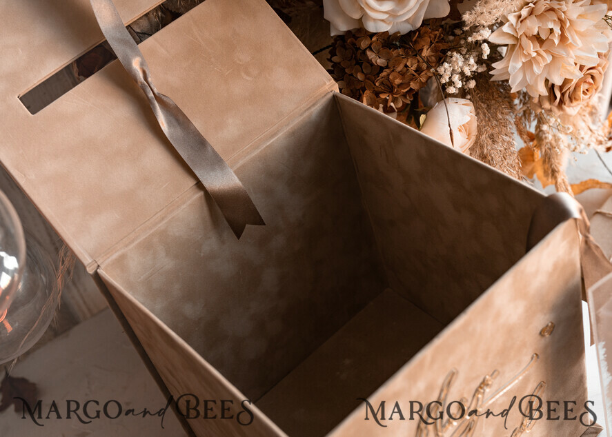 CARD BOXES velvet card boxes Velvet Taupe Card Box & Plexi sign set, Wedding Card Box with Lid, Beige Gold Wedding Money Box, Nude Wedding Card Box with slot, cards and gift Arch acrylic sign set