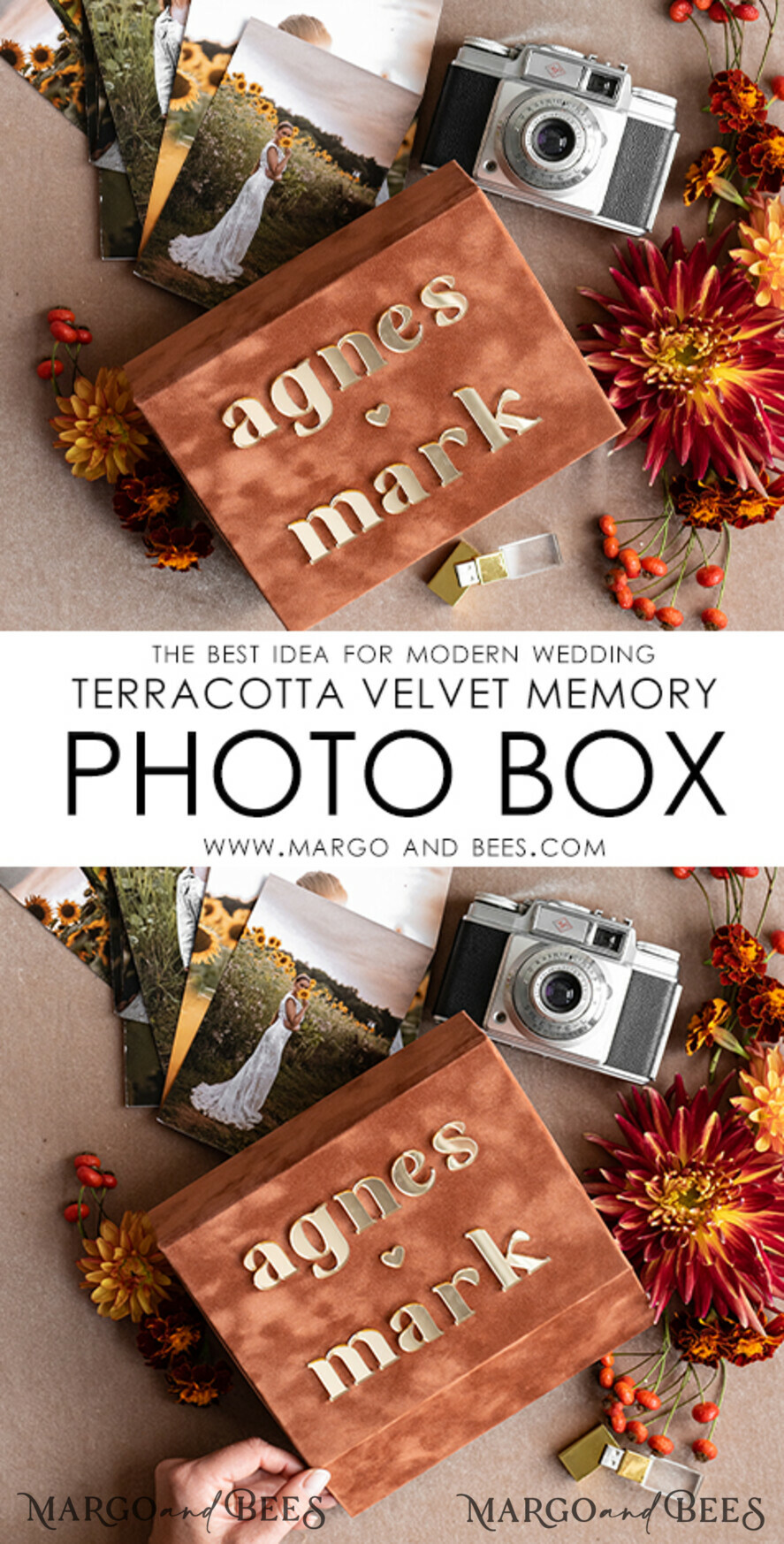 PHOTO ALBUM/ PHOTO BOX Velvet Photo Box Photographer Box Terracotta Velvet Photo Box Photographer Box Wedding Memory Box, Burnt Orange Custom Keepsake Box, Rust Photographer Gifts for Clients, Wedding Pictures packaging, Custom photography Copper box