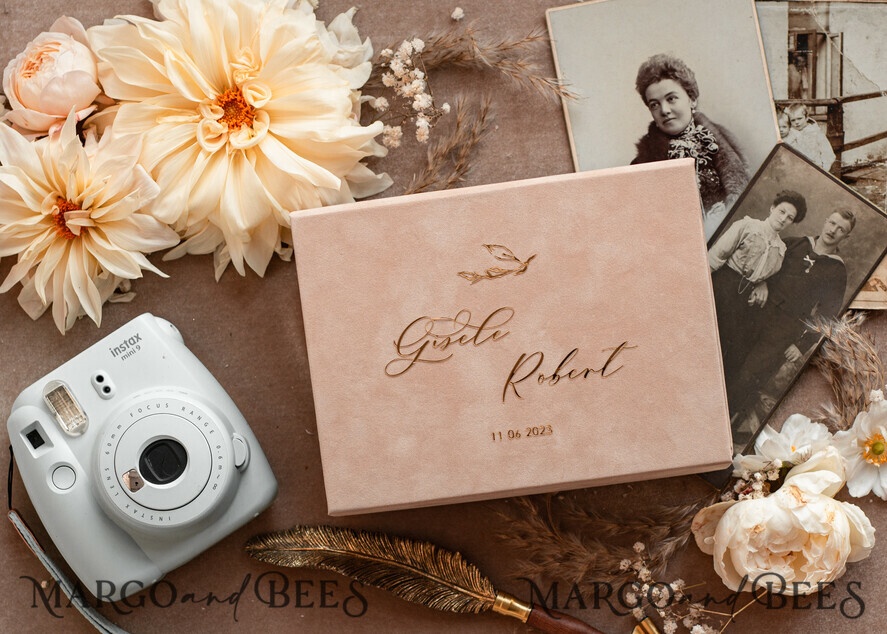 PHOTO ALBUM/ PHOTO BOX Velvet Photo Box Photographer Box Tan Velvet Photo Box Photographer Box Wedding Memory Box, Beige Custom Keepsake Box, Taupe Photographer Gifts for Clients, Wedding Pictures packaging, Custom photography Nude box