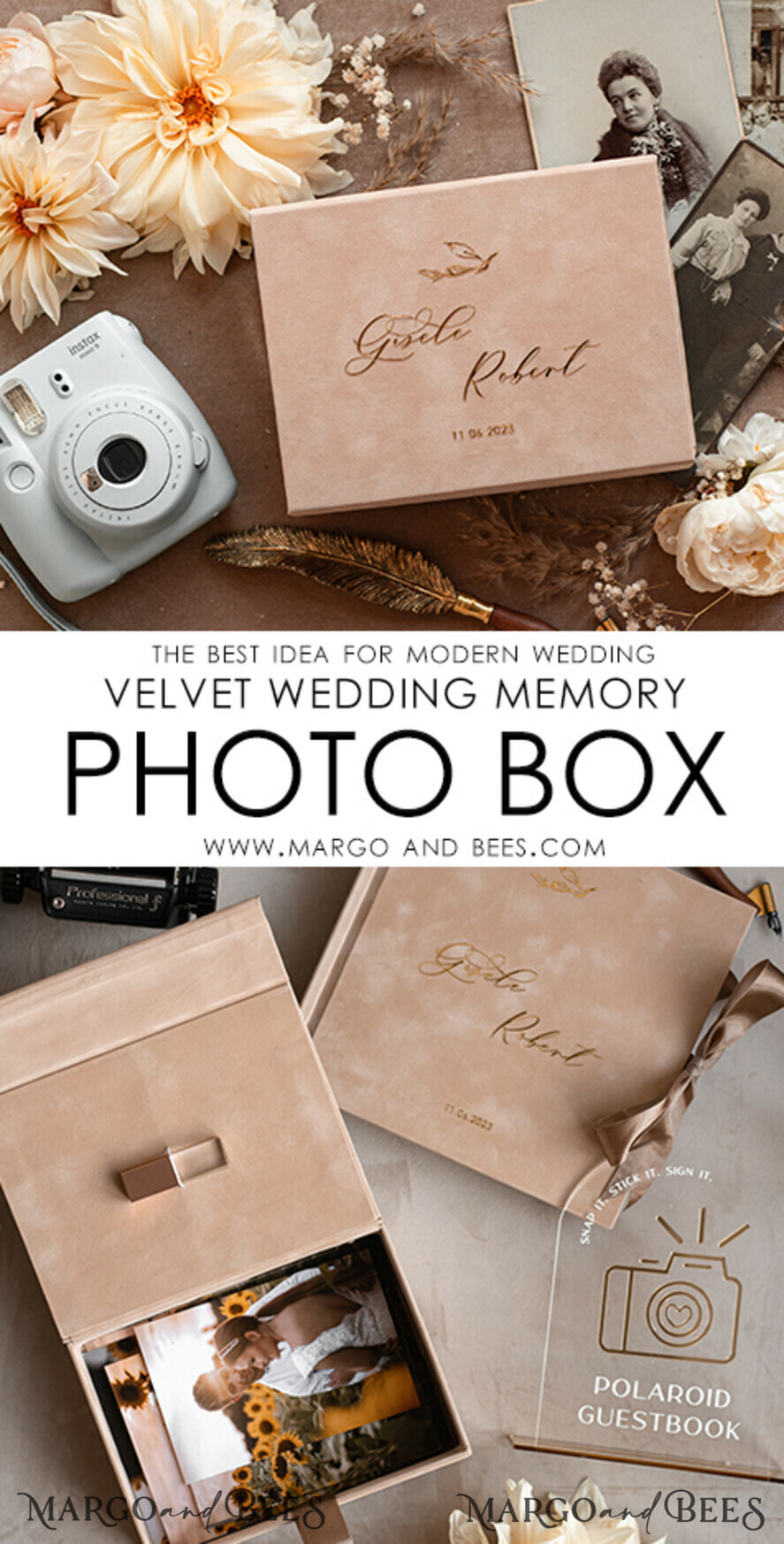 PHOTO ALBUM/ PHOTO BOX Velvet Photo Box Photographer Box Tan Velvet Photo Box Photographer Box Wedding Memory Box, Beige Custom Keepsake Box, Taupe Photographer Gifts for Clients, Wedding Pictures packaging, Custom photography Nude box