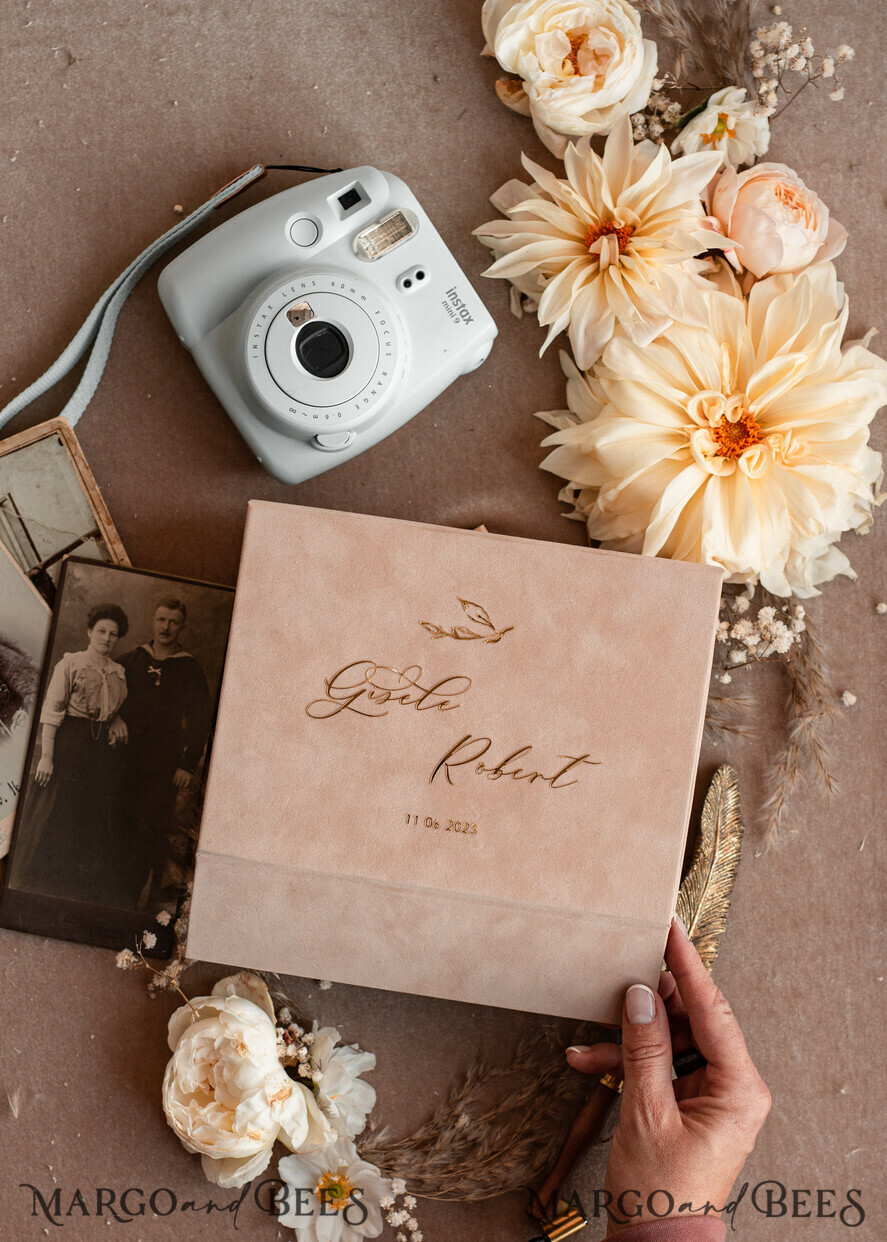PHOTO ALBUM/ PHOTO BOX Velvet Photo Box Photographer Box Tan Velvet Photo Box Photographer Box Wedding Memory Box, Beige Custom Keepsake Box, Taupe Photographer Gifts for Clients, Wedding Pictures packaging, Custom photography Nude box
