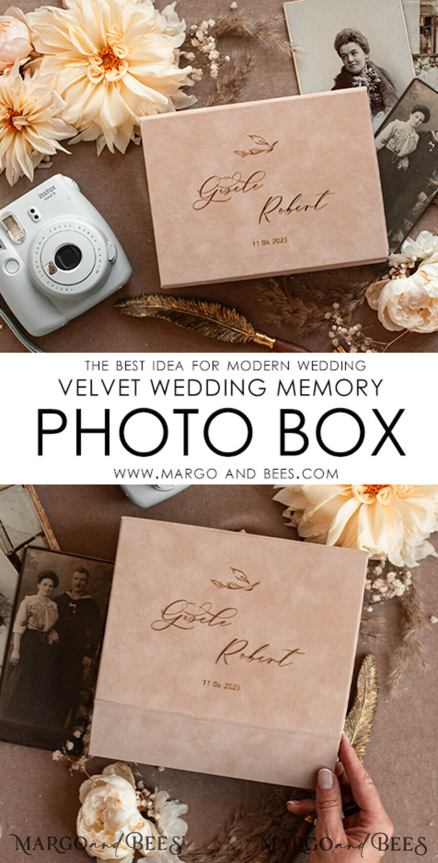 PHOTO ALBUM/ PHOTO BOX Velvet Photo Box Photographer Box Tan Velvet Photo Box Photographer Box Wedding Memory Box, Beige Custom Keepsake Box, Taupe Photographer Gifts for Clients, Wedding Pictures packaging, Custom photography Nude box